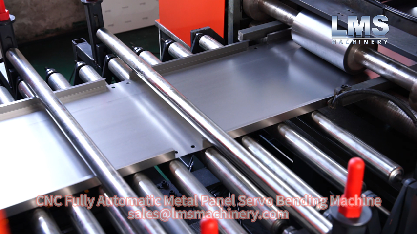 Production flow diagram of panel bending process from decoiling to discharge